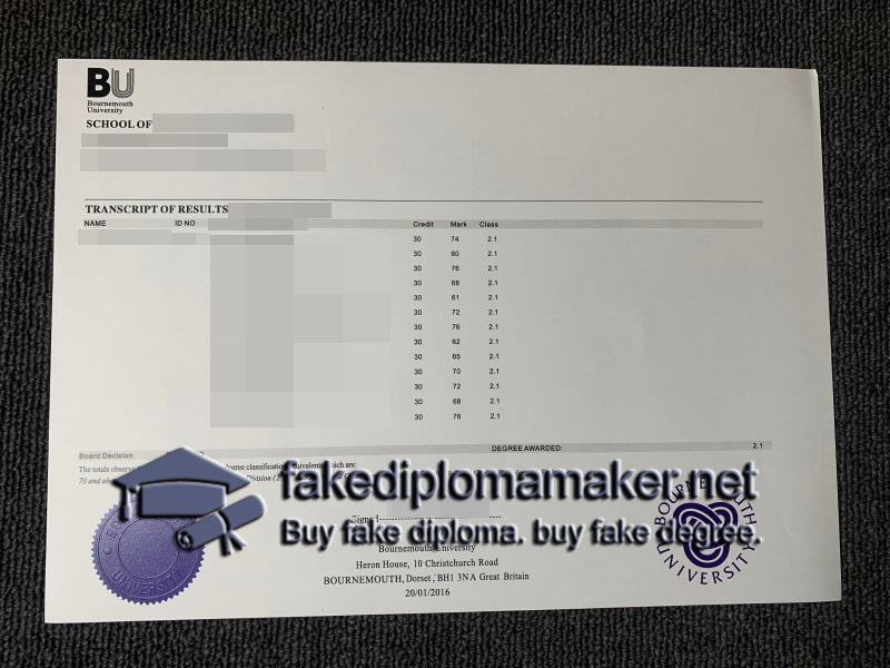 Bournemouth University transcript