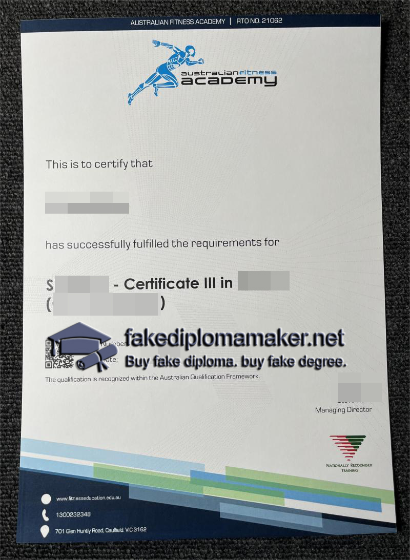 Australian Fitness Academy Certificate III