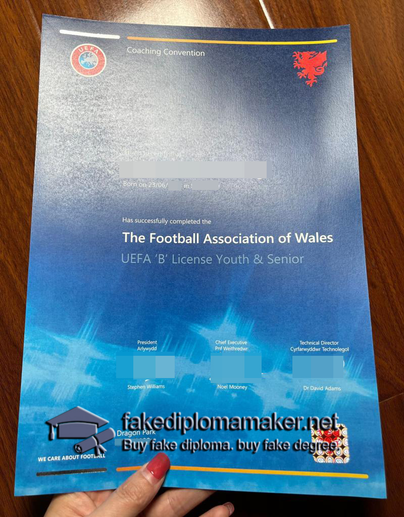 UEFA coaching licences certificate