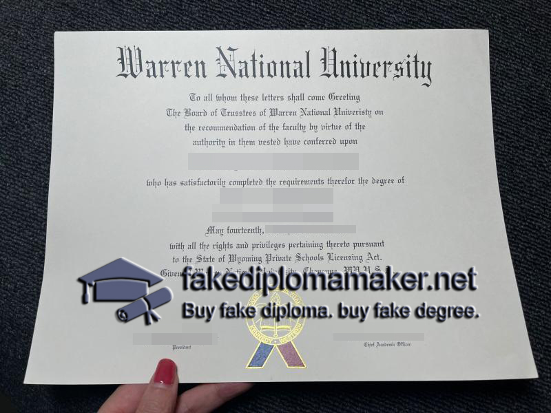 Warren National University diploma