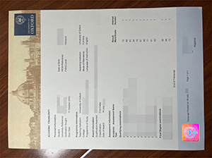 University of Oxford transcript copy