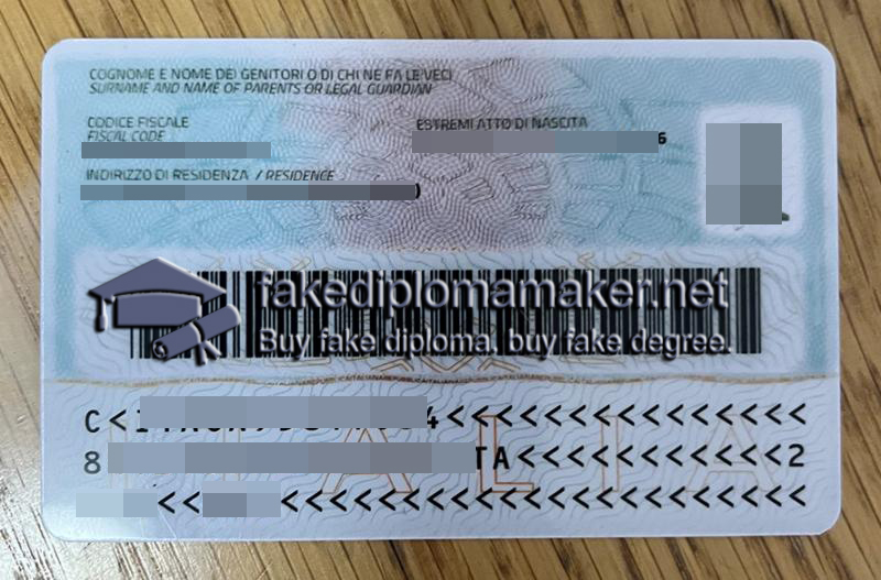 Italy Identity Card back
