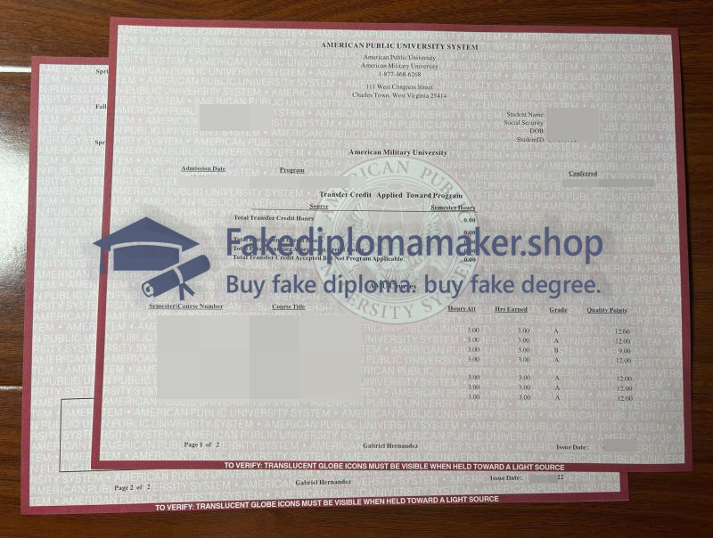 American Military University transcript