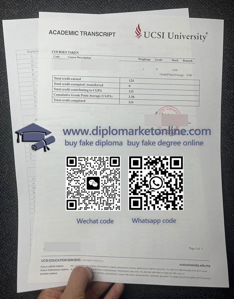 UCSI University transcript